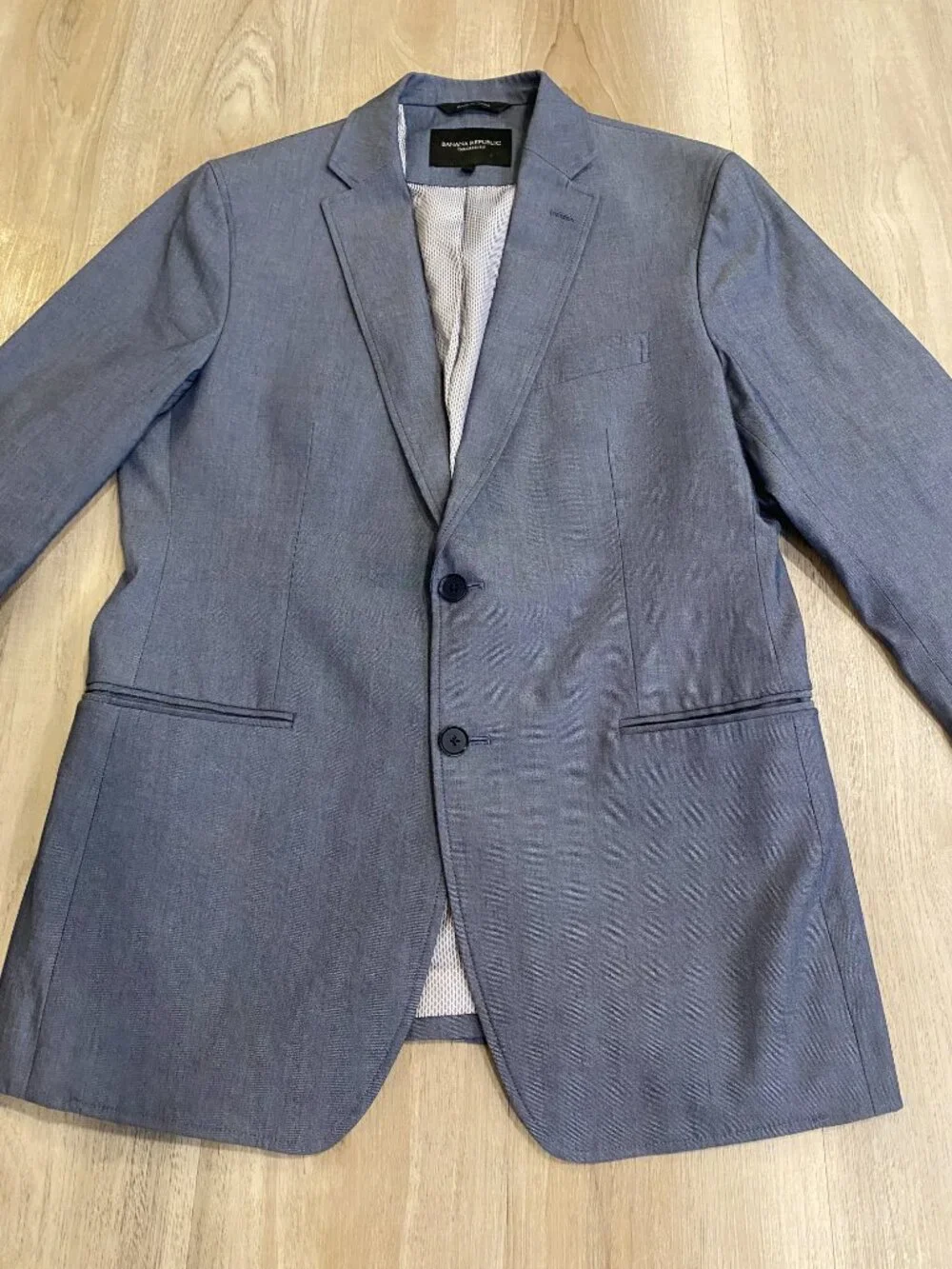 Banana Republic Tailored Fit Blazer 40R Blue Sport Coat Jacket AS IS Stains